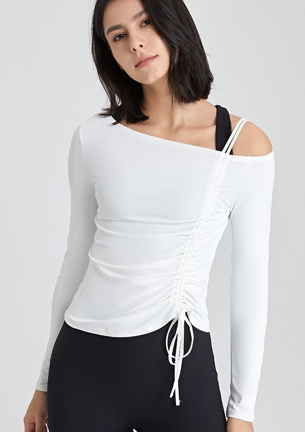 Soft Fabric Long Sleeve Built-in Bra T-shirt