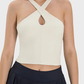 Cross Hanging Neck Crop Top with Pad