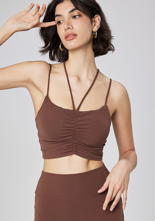 Soft Fabric Strappy V-shaped Hem Bra