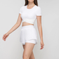 Soft Fabric Cross Hem Crop Top With Pad