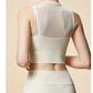 Mesh High Collar Fake 2-piece Built-in Pad Vest