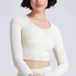 Soft Fabric Long Sleeve Built-in Bra T-shirt