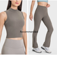 High Waist Cool Fabric Ankle Zipper Flared Pant