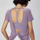 Thin Mesh Backless Cross Short Sleeve Shirt