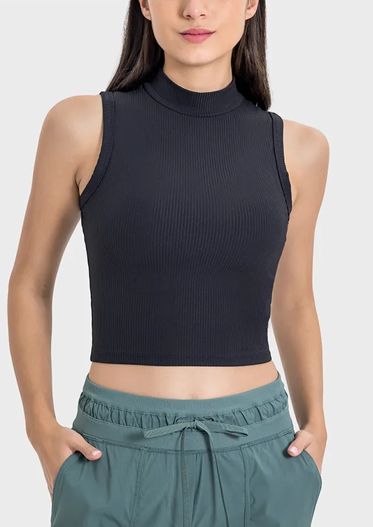 High Neck Rib Cooling Fabric Tank