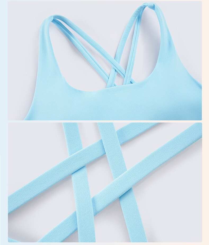 Cross Strap Wide Hem Shock-proof Bra