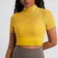 Mesh Patched Hollow Inner Short-Sleeves Top