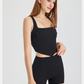 High Waist Short & Square Collar Fold Tank Top