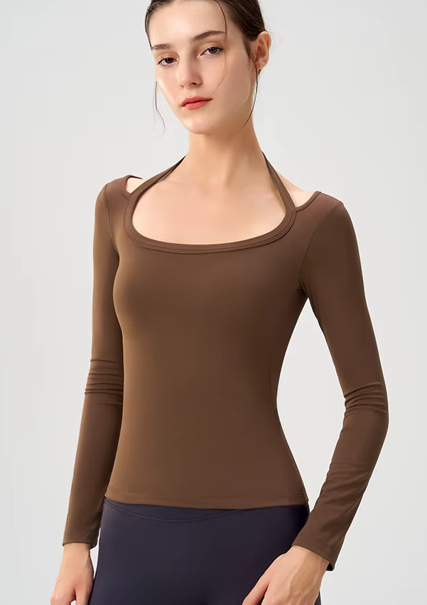 Halter Long-sleeves Slim-fit Shirt