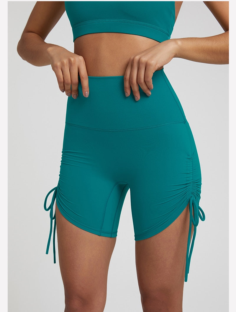 Side Drawstring Adjustable High Waist Short