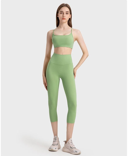 Thin Strap Cross Bra + High Waist Pant Set