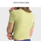 Rib V-Neck Irregular Cross Fold T-Shirt