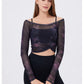 Fake 2-Pieces Long Sleeve Mesh Top with Chest