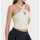 Cross Hanging Neck Crop Top with Pad