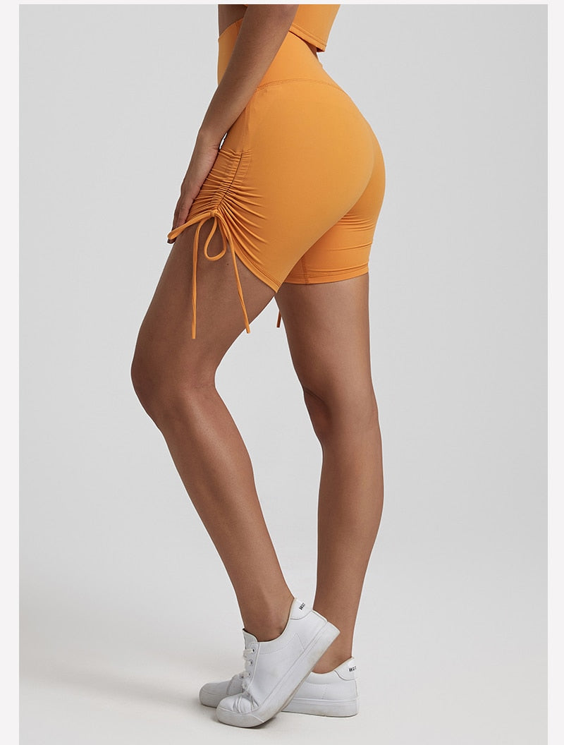 Side Drawstring Adjustable High Waist Short