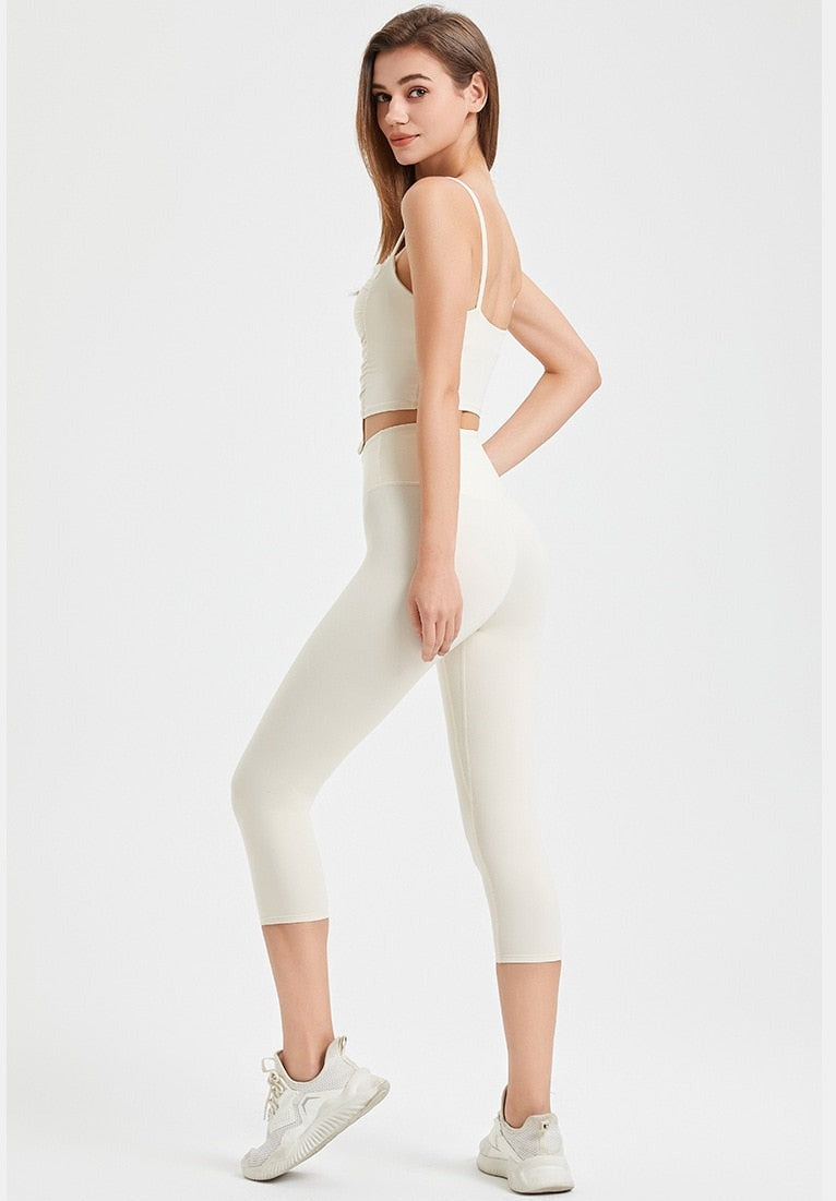 Fix Cup Crop Top + High Waist Calf Pant Suit