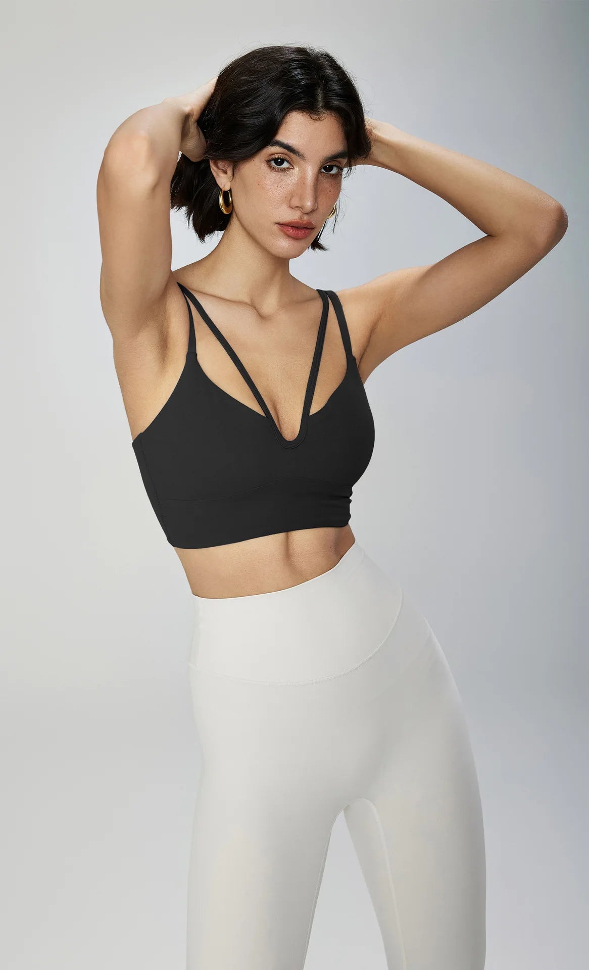 Soft Fabric Double Sling Deep V-Neck Bra