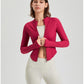 Rib Fabric Stretch Shaping Jacket With Thumb-hole