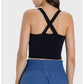 Cross Hanging Neck Crop Top with Pad