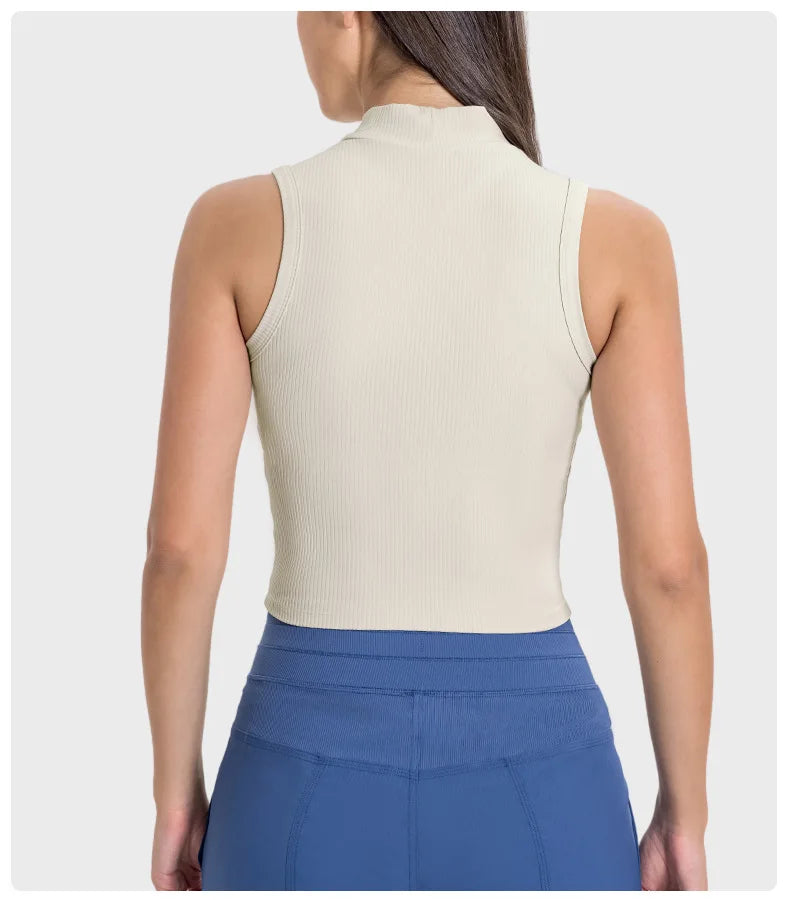 High Neck Rib Cooling Fabric Tank