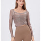 Fake 2-Pieces Long Sleeve Mesh Top with Chest