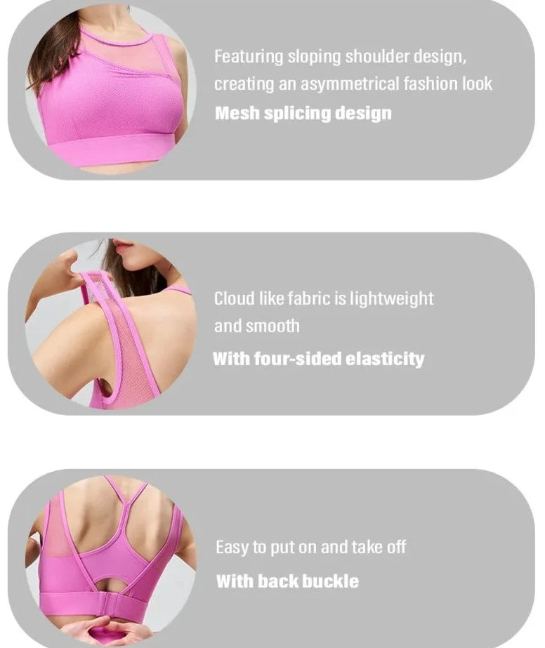 Fake 2-piece Mesh Stitching Beauty Back Bra