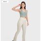 High Waist Cool Fabric Ankle Zipper Flared Pant