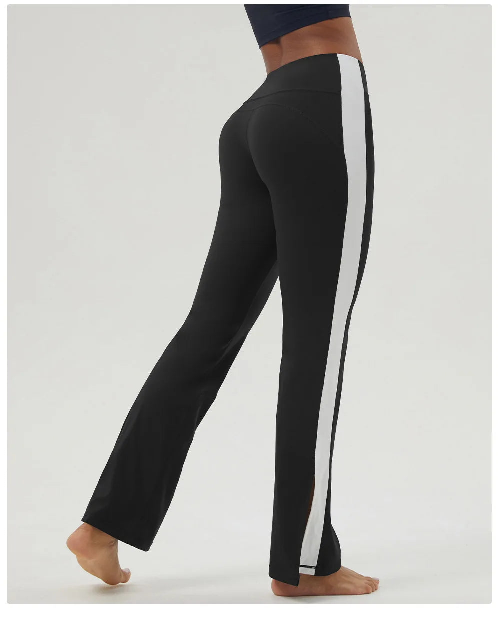 Side Stripe slit high waist flared pant