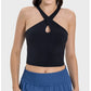 Cross Hanging Neck Crop Top with Pad