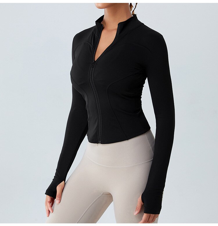 Neck Slim Warm Long Sleeve Zipper Jacket