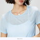 Thin Mesh Backless Cross Short Sleeve Shirt