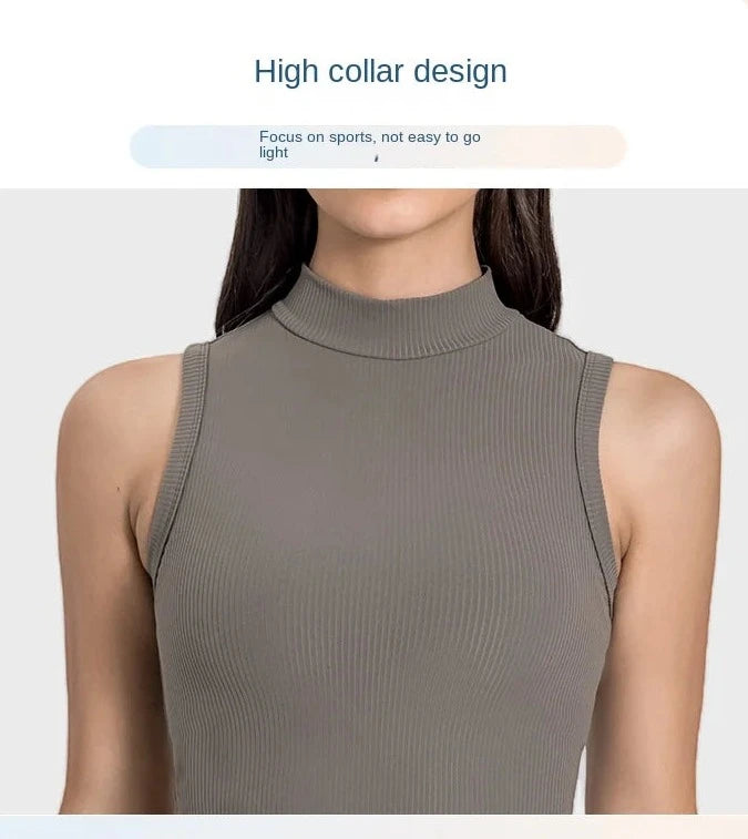 High Neck Rib Cooling Fabric Tank