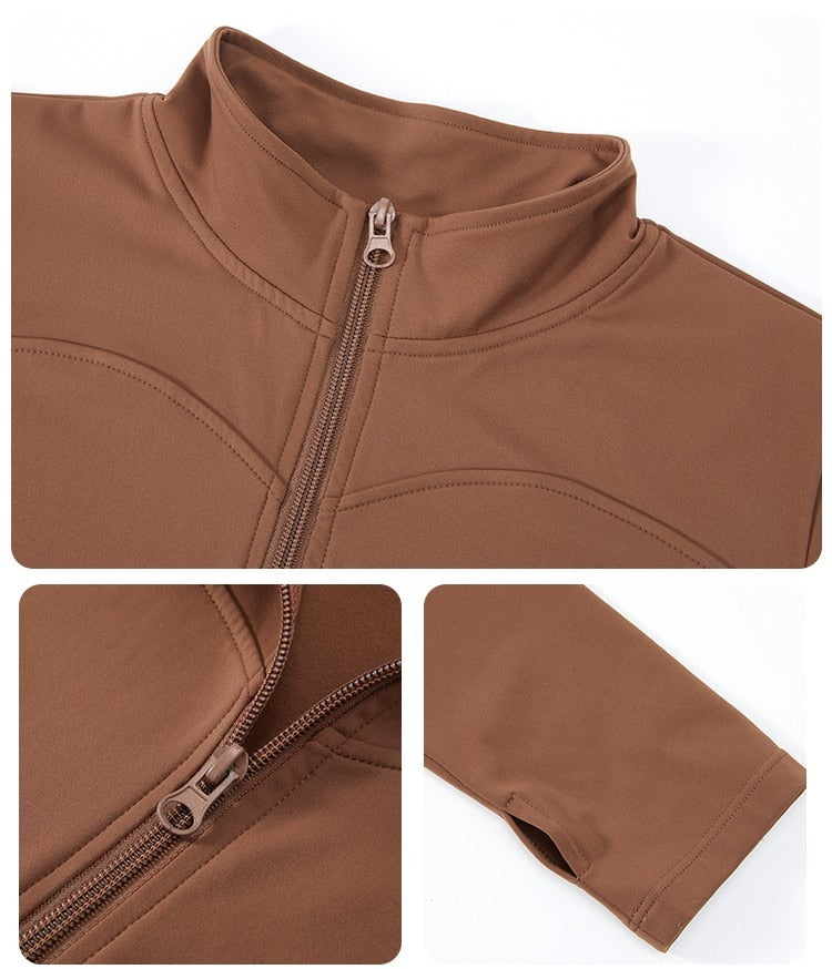 Neck Slim Warm Long Sleeve Zipper Jacket