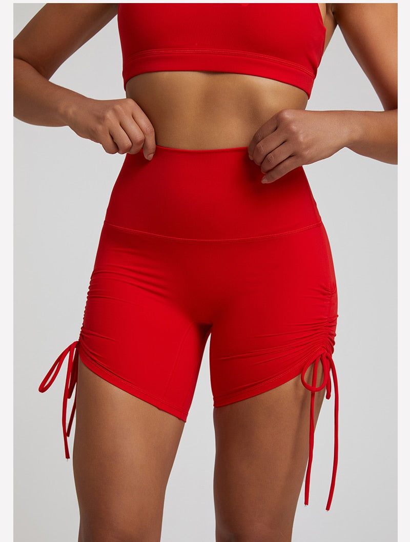 Side Drawstring Adjustable High Waist Short