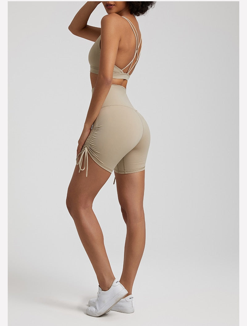 Side Drawstring Adjustable High Waist Short