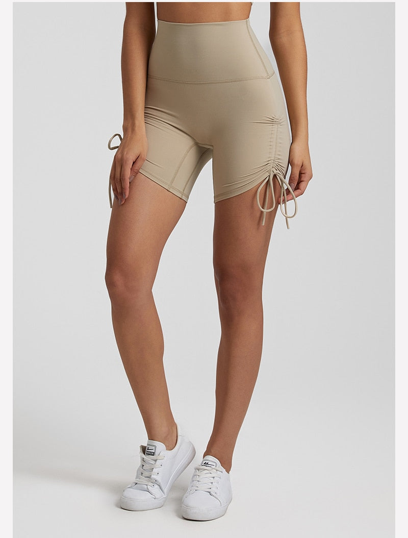 Side Drawstring Adjustable High Waist Short