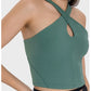 Cross Hanging Neck Crop Top with Pad