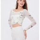 Fake 2-Pieces Long Sleeve Mesh Top with Chest