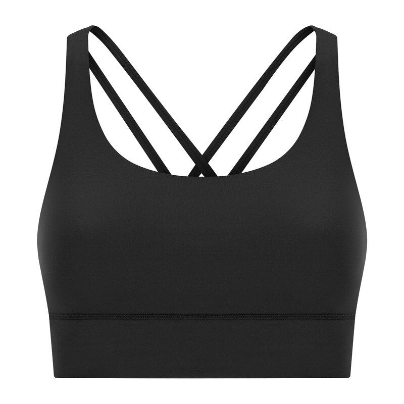 Cross Strap Wide Hem Shock-proof Bra