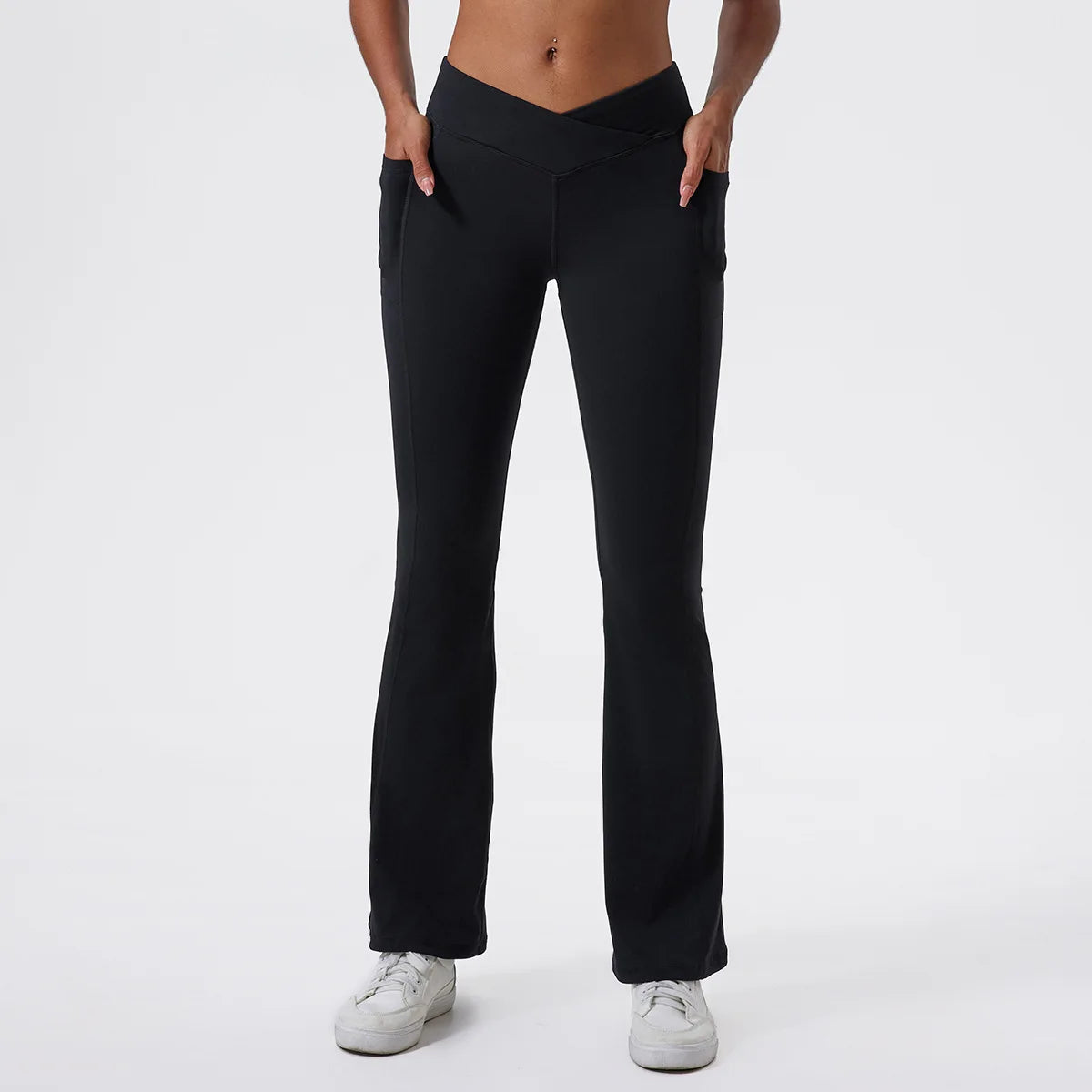 Cross High Elastic Soft Fabric Flared Pant