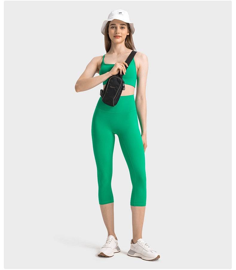 Thin Strap Cross Bra + High Waist Pant Set