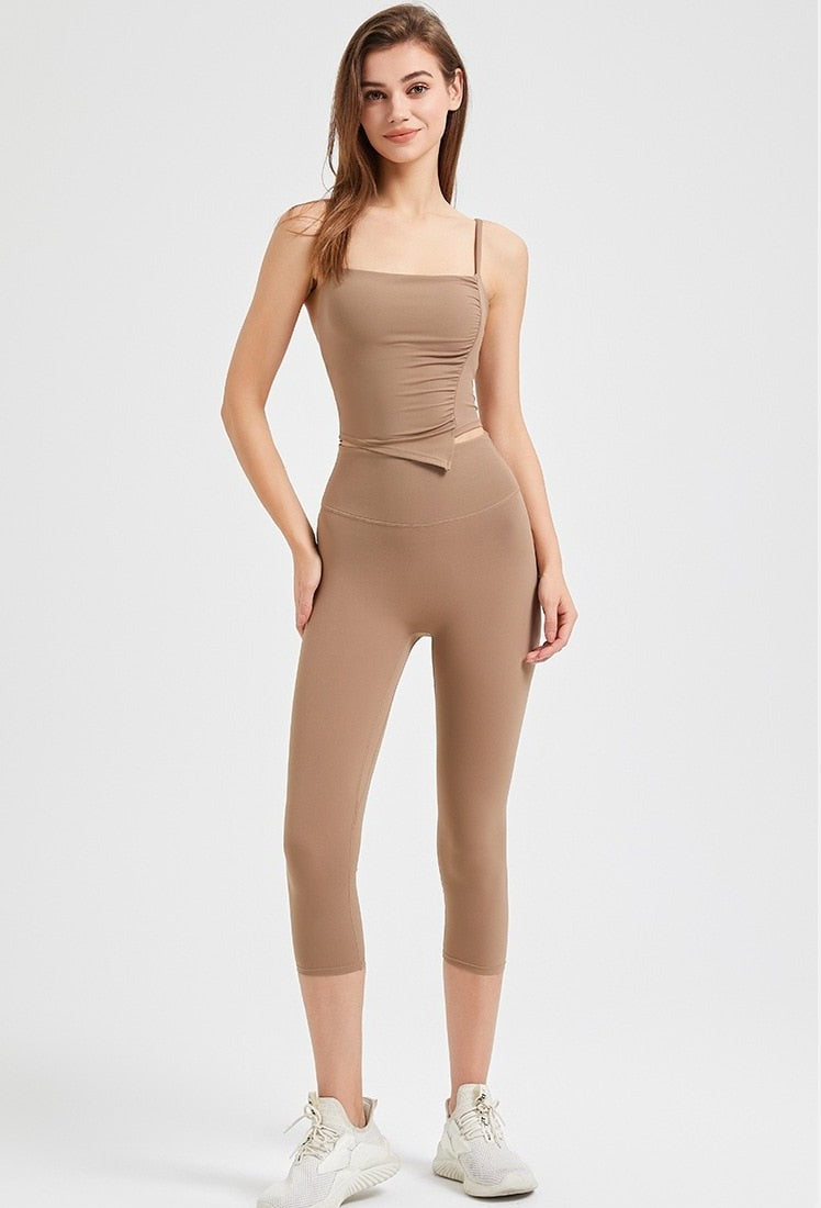 Fix Cup Crop Top + High Waist Calf Pant Suit