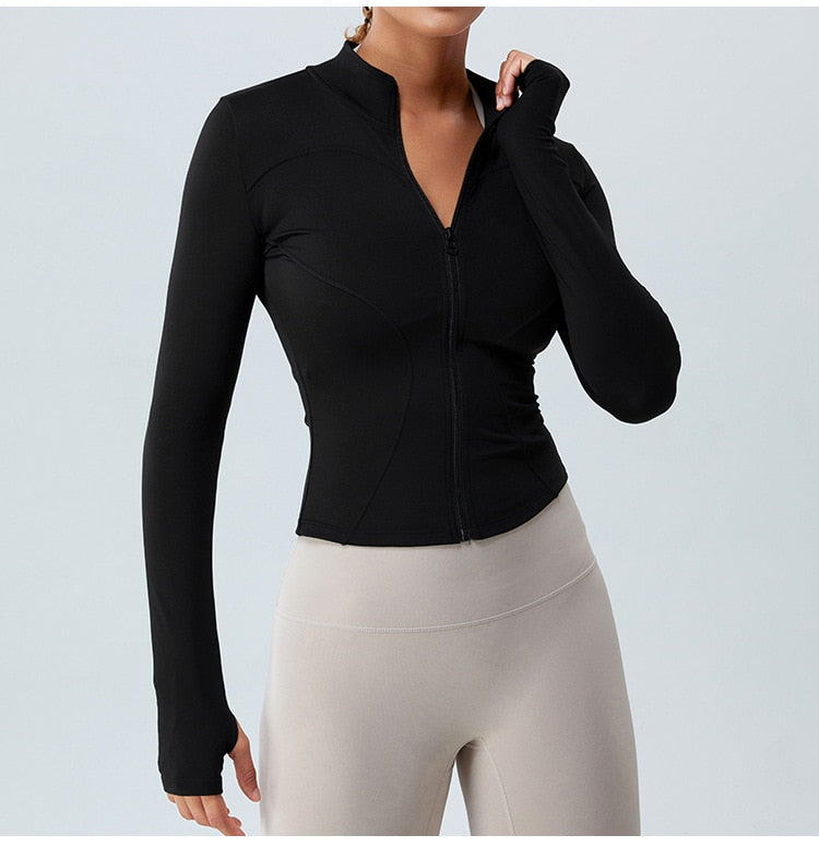 Neck Slim Warm Long Sleeve Zipper Jacket