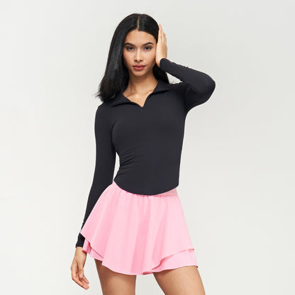 Half Zip Soft Feel Slim Long Sleeve Top