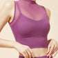 Mesh High Collar Fake 2-piece Built-in Pad Vest