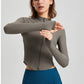 Rib Fabric Stretch Shaping Jacket With Thumb-hole