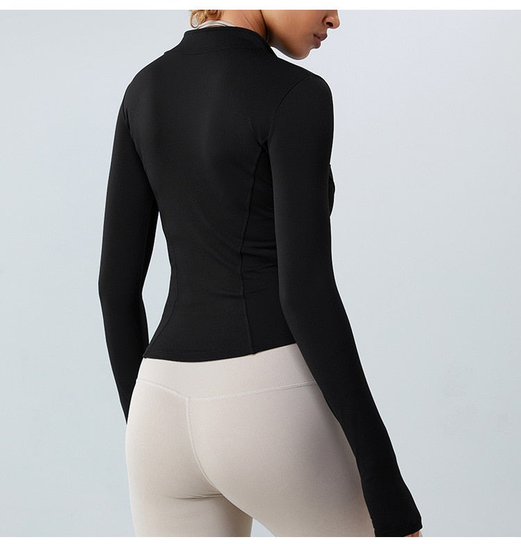 Neck Slim Warm Long Sleeve Zipper Jacket