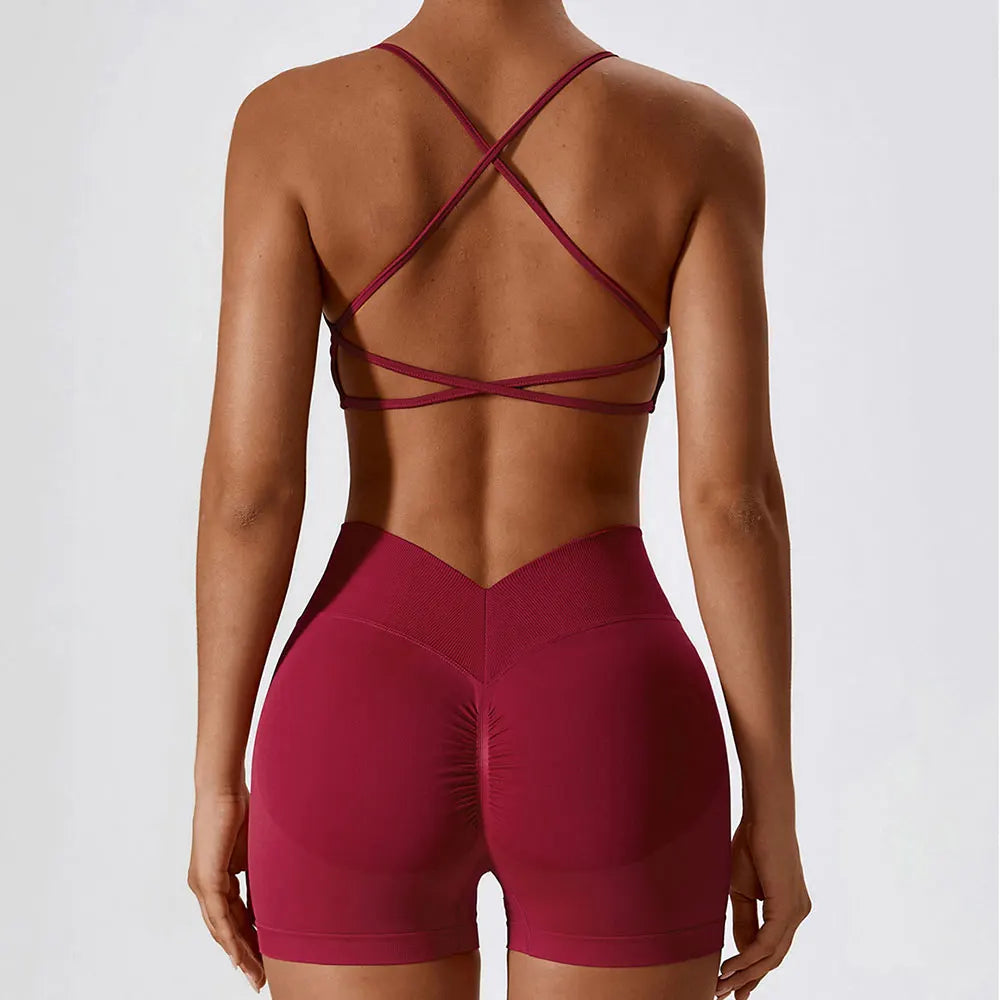 Seamless Booty Short + Cross Back Bra Set