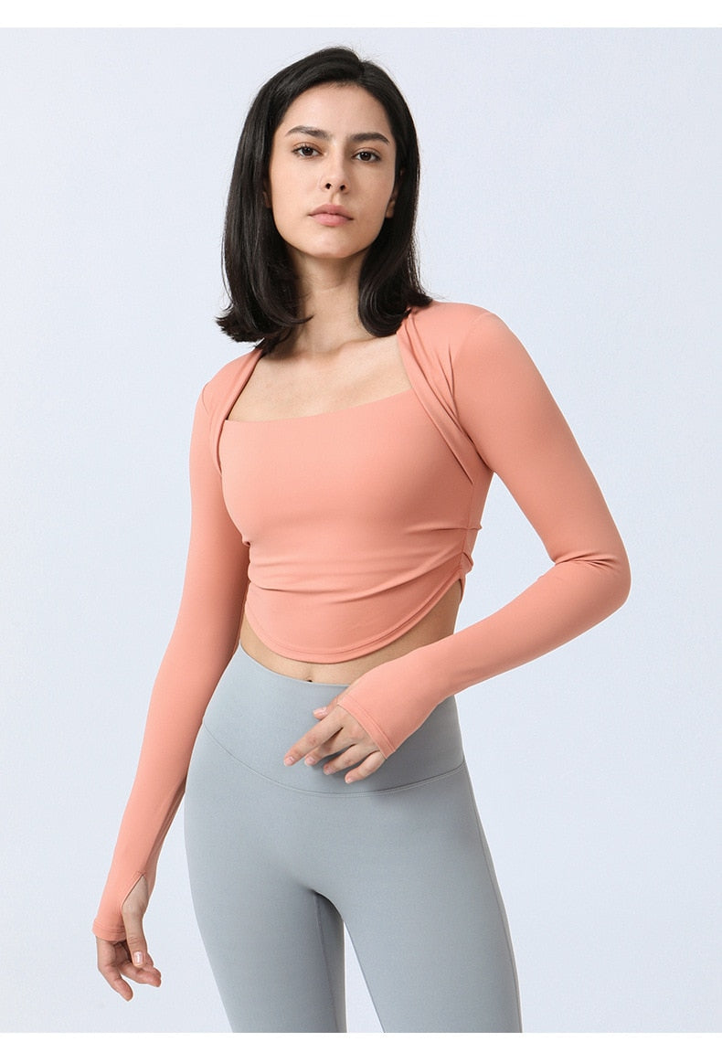 Fake Two-Piece Shirt With Thumb Hole