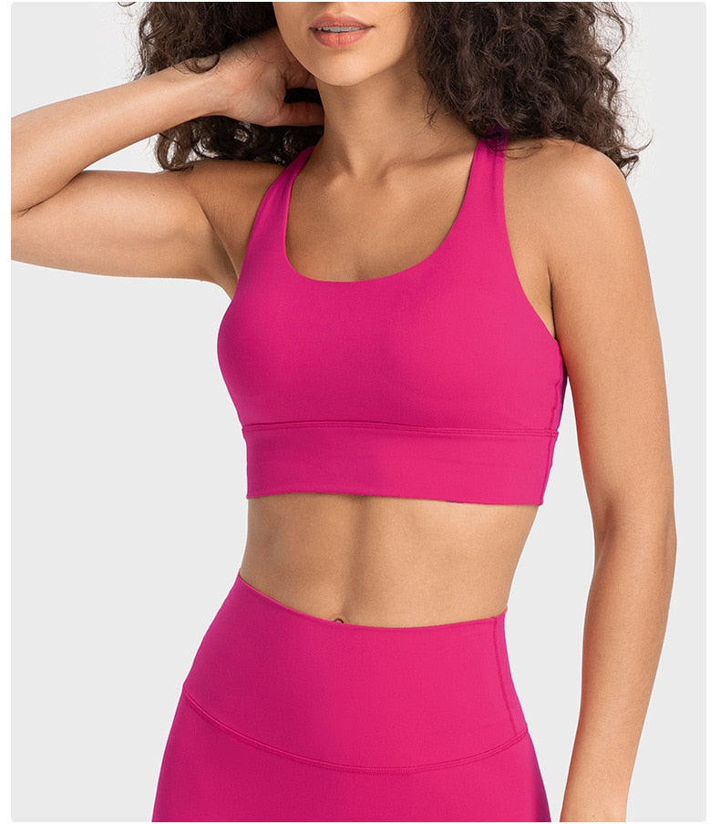 Cross Strap Wide Hem Shock-proof Bra